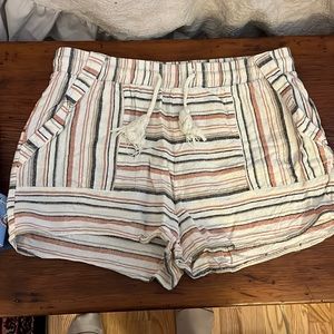 Hem a Thread Cream Stripped Shorts Size L